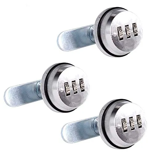 Spotact Kombination Cam Schloss Schlüssellose Schrank Schloss, 2cm, 3 Stück | Zinklegierung, zurücksetzbares Passwort-Codiertes Schloss, für Schublade, Postfach, Schrank, 1000 Kombinationen, Rostdicht