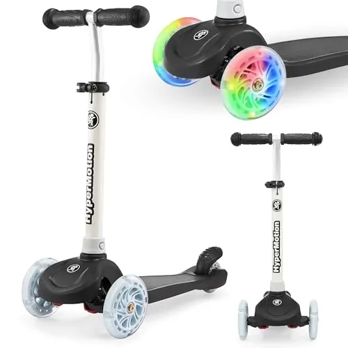 Dreirädriger Kinder-Scooter mit LED-Rädern – höhenverstellbar, ab 3 Jahren - Schwarz - Roller / Kickboards – Stabiler dreirädriger Scooter mit leuchtenden LED-Rädern für sicheres Fahren und motorische Entwicklung, ideal für Kinder von 3 bis 8 Jahren.