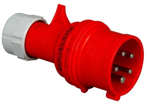 CEE-Stecker mit Phasenwender, kurze Einführungstülle, 5-polig