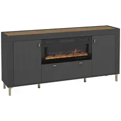 Mirjan24 Sideboard Schwarz, Holzwerkstoff, 177x84x40 cm - Elegantes Sideboard für das Wohnzimmer mit 1 Schublade, robustem Holzwerkstoff und stilvollen Griffe in Schwarz und Cashmere-Gold. Ideal für modernen Wohnstil.