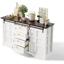 Okwish Sideboard, Weiß, Holzwerkstoff, 150x85x40 cm, Wohnzimmer, Kommoden & Sideboards, Sideboards