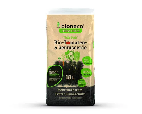 bionero Bio-Tomaten- & Gemüseerde Fette Ernte 18 L torffrei in schwarz von bionero