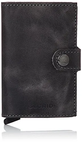 Secrid Miniwallet Vintage 10 cm - grau-schwarz - Portemonnaies mit patentiertem Ausfahr-System für einfachen Kartenzugriff, schützt Karten vor unbefugtem Auslesen und Beschädigung, personalisierbar.