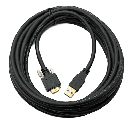 System-S USB 3.0 Kabel 5 m Micro B Stecker zu 3.0 Typ A Stecker Panel Mount Schraube Adapter 5 Gbit/s 100W