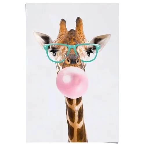 REINDERS Poster, Funky Giraffe, Kinderzimmer, Poster, Wanddeko, Room Decor, 150 gr. glänzend Bilderdruckpapier, Braun, 91,5x61cm