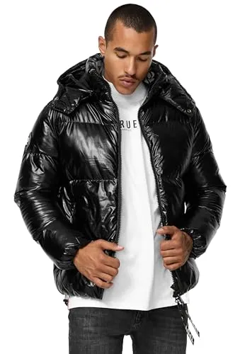 trueprodigy Herren Winterjacke Constance - Stylische Casual Puffer Jacke in Glanz Schwarz - Funktionsjacken mit hochwertigem, atmungsaktivem Material für optimalen Komfort. Ideal für Outdoor-Aktivitäten und modisch vielseitig einsetzbar.