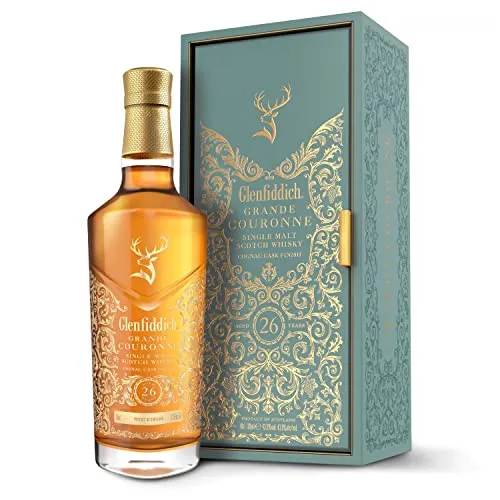 Glenfiddich 26 Years Old GRANDE COURONNE - Exklusiver Whisky in Geschenkbox - Whisky, 26 Jahre gereift, mit lebendigen Aromen von getoasteter Eiche und Tarte Tatin. Ideal als edles Geschenk für Genießer.