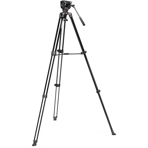 Manfrotto Alu Stativ mit 500X Fluid-Kopf - Zubehör für Stative, robustes Alu-Stativ mit Teleskop-Doppelbeinkonstruktion für erhöhte Stabilität und Flexibilität, ideal für Fotografie und Videografie.
