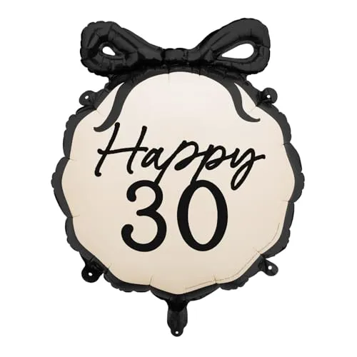 Folienballon 47x53cm Happy 30 in schwarz von PartyDeco