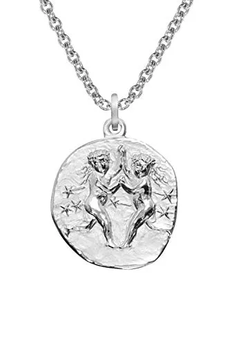 trendor Kette mit Anhänger Zwilling aus 925 Silber - Elegante Kette mit Sternzeichen-Anhänger Zwilling (21.05.-21.06.), Durchmesser 16 mm, anlaufgeschützt und Made in Germany. Perfekt für Sternzeichen-Liebhaber!