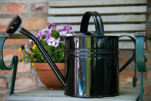 Gießkanne 6 Liter Schwarz Metall Zinkkanne Verzinkt Kanne 9005 Giesskanne