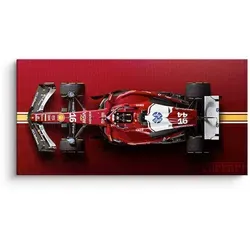Leinwandbild F1 Ferrari - Mehrfarbig, Holz, vollmassiv - Hochwertiges Leinwandbild F1 Ferrari in lebendigen Farben, aus massivem Holz gefertigt. Ideal für Kunstliebhaber und als dekoratives Element in jedem Raum. Der stabile Keilrahmen sorgt für eine einfache Montage und Langlebigkeit.