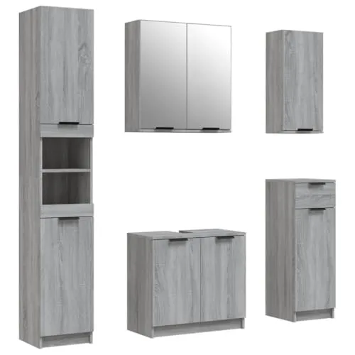 vidaXL Badmöbel Set 5-TLG. Grau Sonoma-Eiche von vidaXL