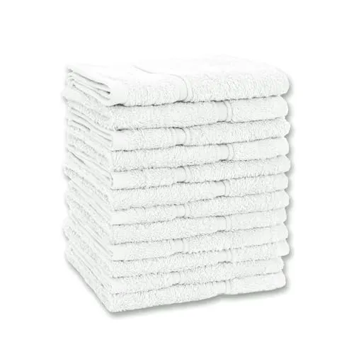 Vency Premium 12er-Pack Gästehandtücher Handtücher für Gesicht und Hände – 100% Baumwolle, weich und saugfähig – 30x30 cm, Weiß
