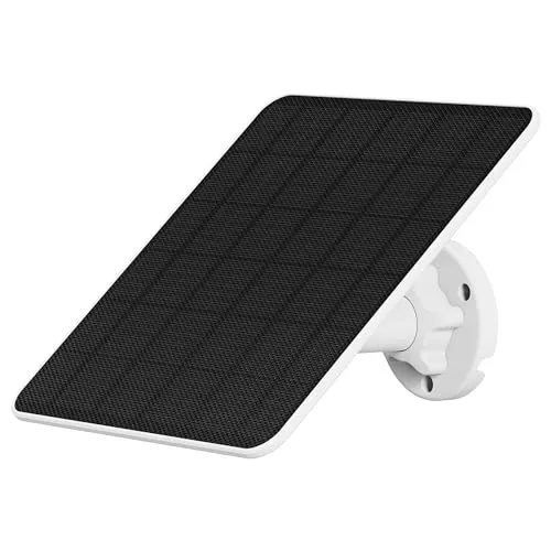 NIVIAN Solarpanel 6 W für IP-Sicherheitskameras, USB-Typ-C-Anschluss und Micro-USB-Adapter, einfache Installation mit verstellbarer Halterung, weiß, 1 Stück, Kunststoff