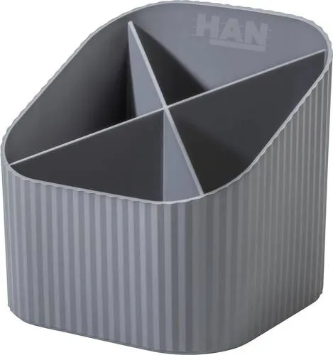 HAN Organizer HAN KARMA 17248-18 - Stifteköcher Grau, 4 Fächer aus Recycling Kunststoff für umweltbewusste Ordnung