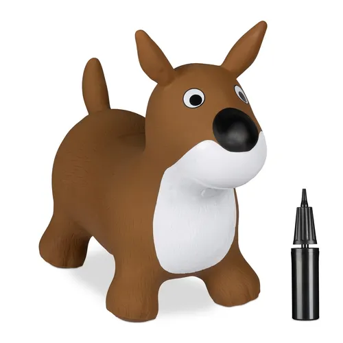 Hüpftier Hund Hopstier Hüpfer Springtier Hüpfhund Kinderhopper mit Luftpumpe