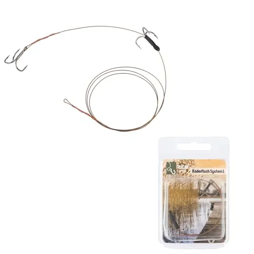 Zite Fishing Hecht Köderfisch-System Justierbar S, M & L | Köderfische 5-20 cm Hechtangeln | Drillingssystem Angsthaken Fertigsystem | Stingerhaken Raubfisch Fertigmontage | Köderfischmontage (L)