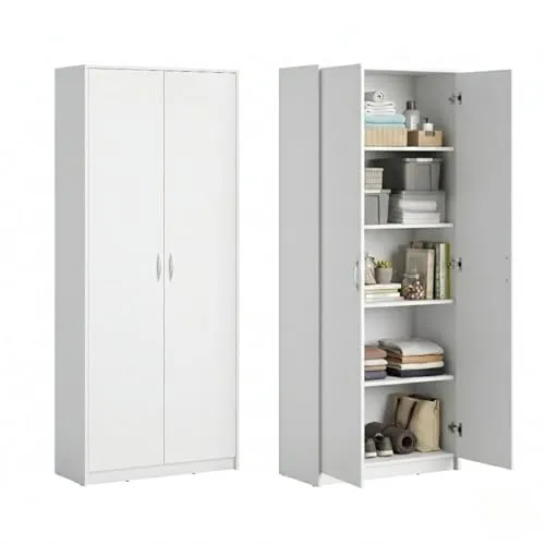 Aktenschrank mit 5 Fächern - Moderner Mehrzweckschrank - Bücherregal mit 4 Regalen und 2 Türen, bietet viel Stauraum und besticht durch eine elegante matte Oberfläche und robuste Laminatplatte für langanhaltende Nutzung.