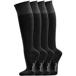 FussFreunde Kniestrümpfe 4 Paar weiche Bambus-Kniestrümpfe ohne Gummidruck, Anti-Loch-Garantie schwarz 43-46