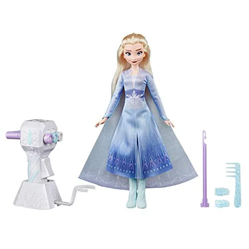 Disney Die Eiskönigin Flechtspaß ELSA Puppe mit extralangem, blondem Haar, Styler und Haarclips – Spielzeug für Kinder ab 5 Jahren