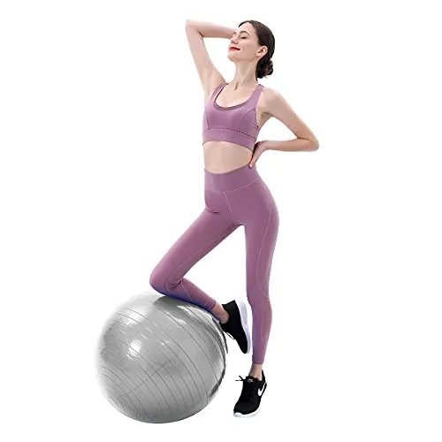 Rayline Yoga Ball Sitzball 85cm inkl. Pumpe Silber-grau Kugel Gymnastik Pilates Ball Sport Training Fitness Indoor