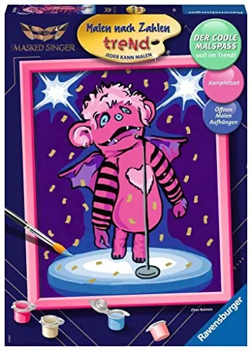 Ravensburger 28798 Monsterchen - Malen nach Zahlen für Erwachsene, Ideales Malergebnis durch hochwertiges Künstlerzubehör, ohne Rahmen, Bekannt aus The Masked Singer
