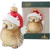 Krebs Glas Lauscha Eule mit Weihnachtsmütze 1-tlg. 8cm von Krebs Glas Lauscha
