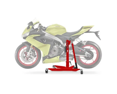 ConStands Motorradheber CS Power Classic-Zentralständer für Aprilia RS 660 20-25 Rot - Wagenheber für müheloses Aufbocken des Motorrads, ideal für Service und Reparatur. Stabiler Stand, höhenverstellbar und klappbar für platzsparenden Transport. Perfekt für Werkstätten und Garagen.
