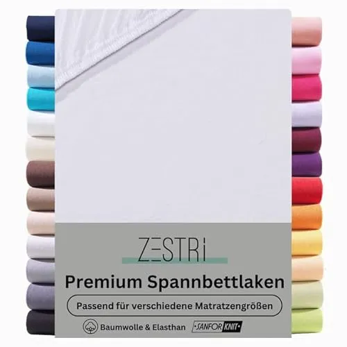 Zestri Premium Spannbettlaken für Boxspringbett und Wasserbett - Weiß 140x200 bis 160x220 - Hochwertiges Jersey-Spannbettlaken aus 97% Baumwolle für optimalen Schlafkomfort. Mit extra hoher Steghöhe bis 40 cm, ideal für verschiedene Matratzenarten. Pflegeleicht und langlebig, OEKO-TEX zertifiziert.