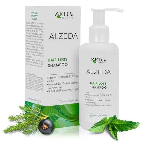ALZEDA anti haarausfall shampoo 200ml mit Biotin, Rosmarin, Vitamin C, B12, B komplex, Minze | Anti - Haarverlust | haarwachstum | für Männer und Frauen | Haarwuchs | hair loss