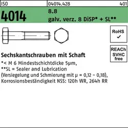 Reyher Sechskantschraube ISO 4014 M12 x 180 8.8 galvanisch verzinkt - Hochwertige Sechskantschraube mit Schaft, ideal für zuverlässige Befestigungen. Robuste galvanische Verzinkung schützt vor Korrosion. Verpackungseinheit: 25 Stück.