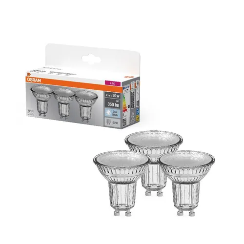 3er-PACK OSRAM LED BASE PAR16 GU10 Strahler 4.3W=50W 36° neutralweiss GLAS