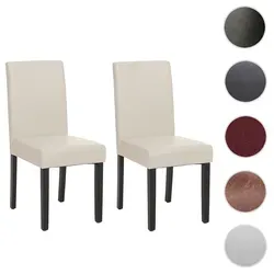 2er-Set Esszimmerstuhl Littau - Kunstleder in Weiß mit dunklen Beinen - Stühle für Esszimmer, Wohnzimmer oder Küche mit bequemer Polsterung und modernem Design. Hohe Rückenlehne und rutschfeste Bodenschoner bieten zusätzlichen Komfort und Sicherheit.