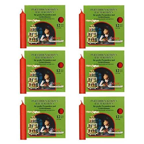 OLShop AG Knox Pyramidenkerzen rot, 6er Pack (6 x 12 Stück), Größe: ca. 17 x 100 mm Weihnachtskerzen