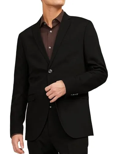 Jack & Jones Sakko JPRFRANCO BLAZER NOOS schwarz 56 - Elegantes slim fit Sakko für Herren, ideal für Business- und Abendanlässe. Aus hochwertigem, elastischem Material für optimalen Tragekomfort.