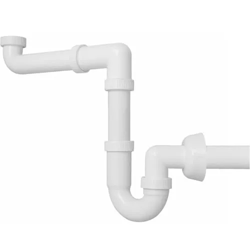 Schläfer 4395023 | Universeller Siphon für Küchenspüle, Spülti-Röhrensyphon 1 1/4 Zoll x diam 40mm Röhrengeruchverschluss, Siphon Kunststof, Raumsparsiphon fürs Badezimmer, Raumspar-Waschtisch-Siphon