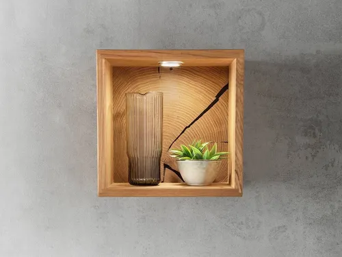 Main Möbel Wandregal Danzig II - 34x34cm Wildeiche massiv - Wandregal aus massiver Wildeiche, modern und platzsparend. Ideal für jedes Zimmer, mit 1 Regalfach und einfacher Wandmontage.