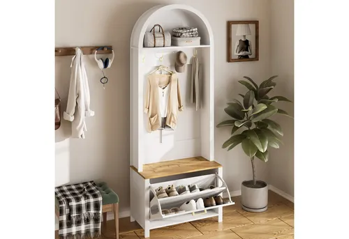 STILVORA Garderoben-Set mit Schuhregal und Haken in weiß von STILVORA