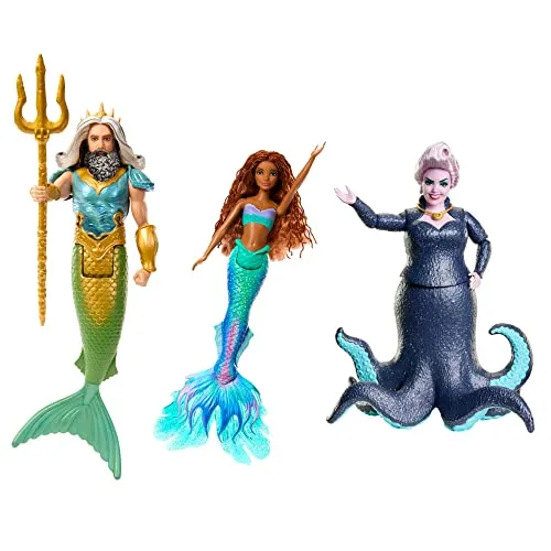 DISNEY Arielle, die Meerjungfrau - König Triton, Ursula und Arielle Puppen Set - Puppen-Kollektion für fantasievolles Spielen, mit beweglichen Figuren und abnehmbaren Accessoires, ideal für Kinder ab 3 Jahren.