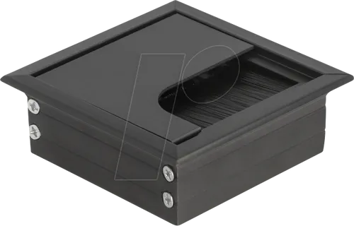 DELOCK 66855 - Kabeldurchführung für Tischeinbau, Bürste, 80 x 80 x 28 mm, schw