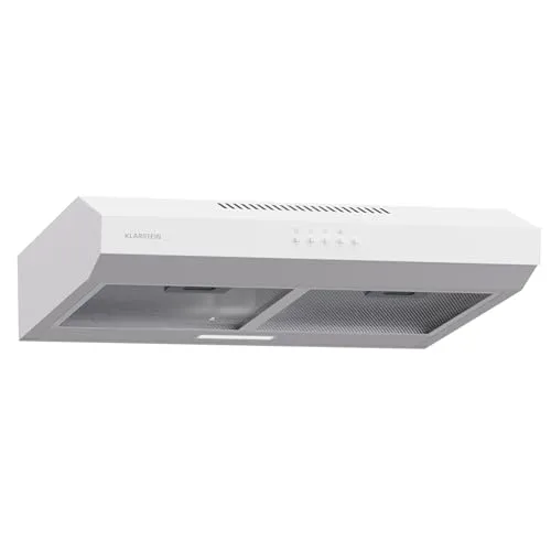 Klarstein Deckenhaube Contempo 60 - Dunstabzugshaube mit LED Touch, Weiß - Dunstabzugshaube mit 3 Gebläsestufen, abwaschbarem Aluminium-Fettfilter und energieeffizienter Beleuchtung der Klasse A.