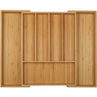 SOTECH ORGA-BOX UNIVERSAL Besteckkasten Aus Bambus Verstellbar Für Schrankbreite 500 - 600 mm Höhe 65 mm bis 7 Fächer