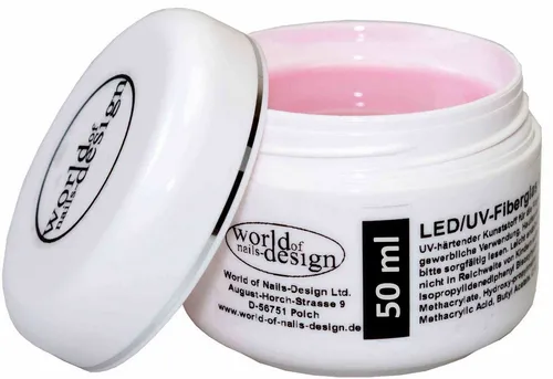 World of Nails-Design UV-Gel LED/UV-Fiberglas Gel dickviskose milchig rosa 1 Phasengel, Aufbaugel, professionell Studioqualität