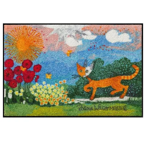 Salonloewe Fußmatte Rosina Wachtmeister Daisies 50 x 75 cm - Hochflor-Teppiche, waschbare und rutschfeste Fußmatte aus 100% Polyamid, ideal für Allergiker und geeignet für Innen- und Außenbereiche.