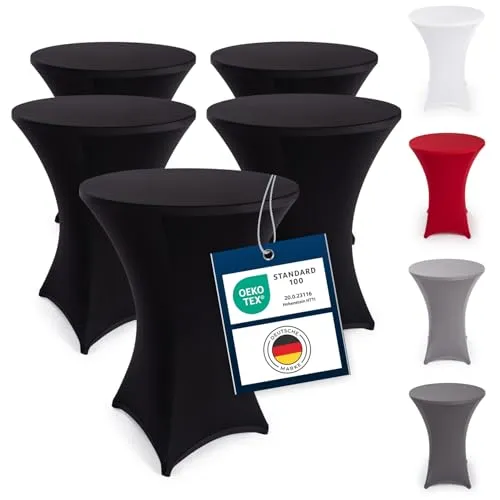 Blumtal 5er Set Stretch Stehtisch Hussen Bügelfrei in schwarz von Blumtal