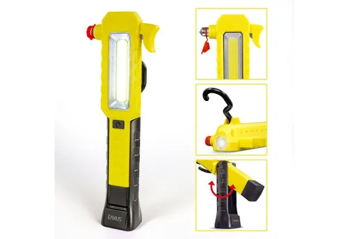 EAXUS Taschenlampe ProGuard Taschenlampe (mit Notfall-Hammer, Gurtschneider, Haken & Magnetfuß, 1-St., multifunktionales Pannen-Tool, Inspektionsleuchte), COB/LED