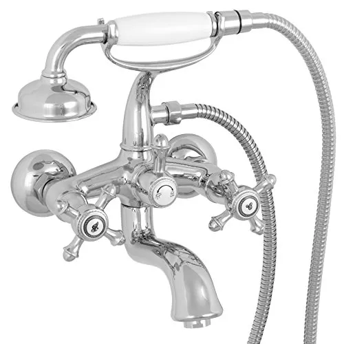 Welfenstein Nostalgie Wannenarmatur WA-NV Retro Zweigriffmischer Kreuzgriff