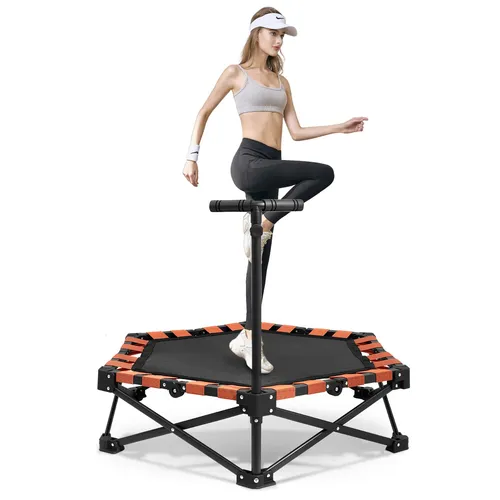 SportPlus+ Unisex Trampolin SP-T-111F-R Fitness, Green - Trampolin für Fitness-Training, klappbar und höhenverstellbar, bis 130kg belastbar – ideal für Jumping Fitness in den eigenen vier Wänden!