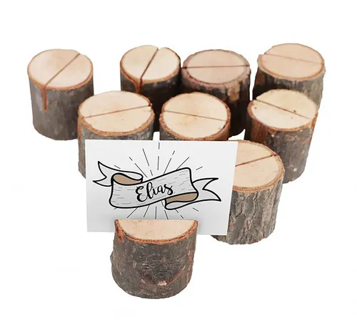 Produktbild Tischkartenhalter Fotohalter Nummernhalter Holz Hochzeit Geburtstag, 9 Stück
